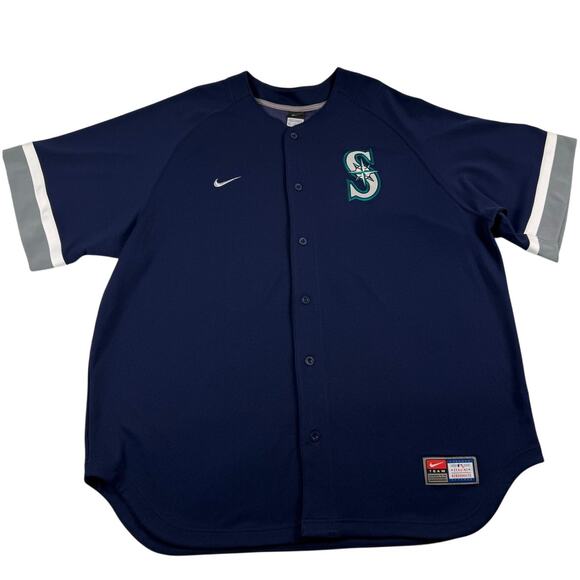 Vintage Seattle Mariners Nike MLB Genuine Baseball Blue Blank Jersey Size 2XL - Picture 1 of 8
